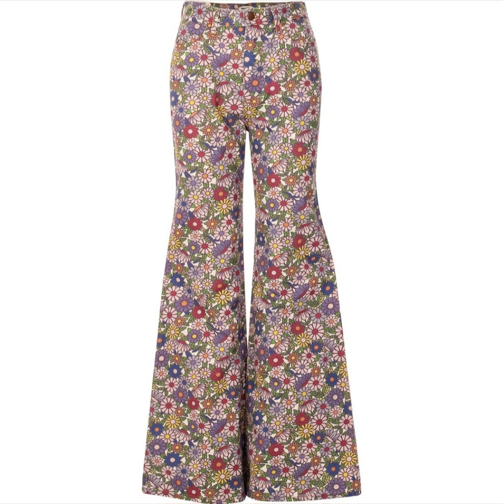 Free People Wrangler Flower Flare Jeans